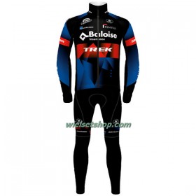 Fietskleding (Fietsshirt Lange Mouw + Lange Koersbroek) 2022 Baloise-Trek Lions Blue - Rood Zwart